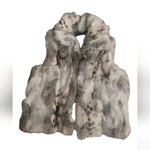 Adrienne Landau Women's Gray Textured Rabbit Fur Vest - S